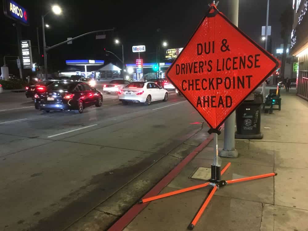 DUI warning road sign